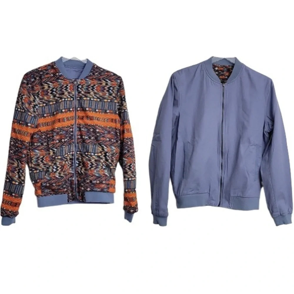 NWT Zara Men's Reversible Cotton Blend Aztec Zip Up Jacket Size Medium